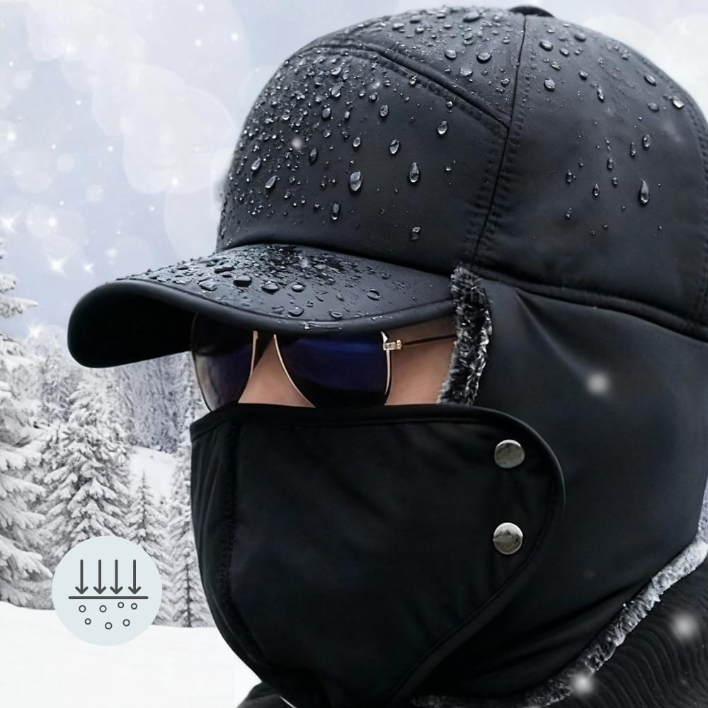 Varm vintermössa med ansiktsskydd