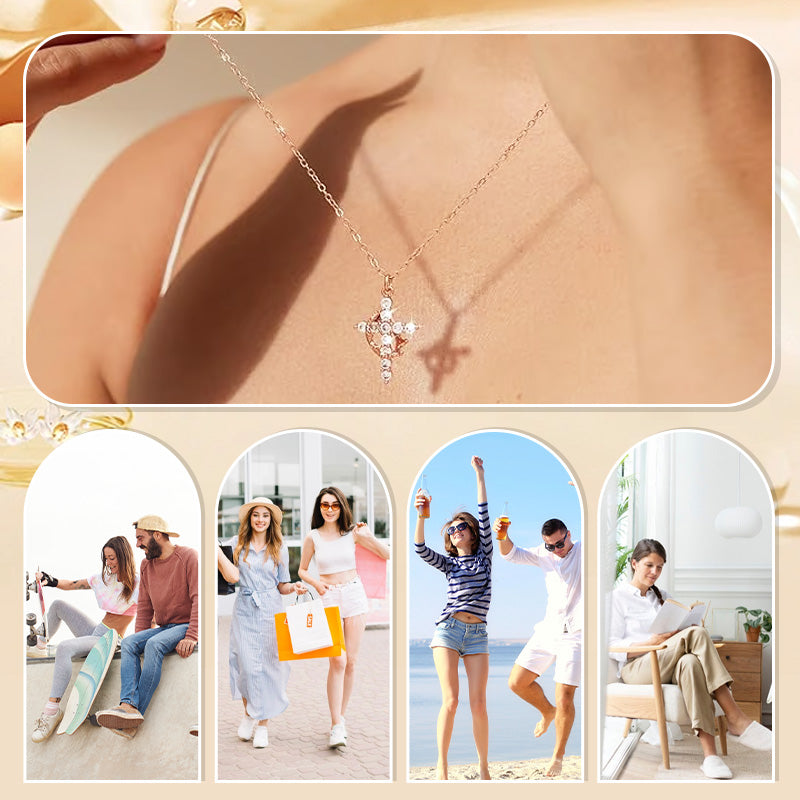 Halsband ‘Forever Cross & Crown’ med moissanite