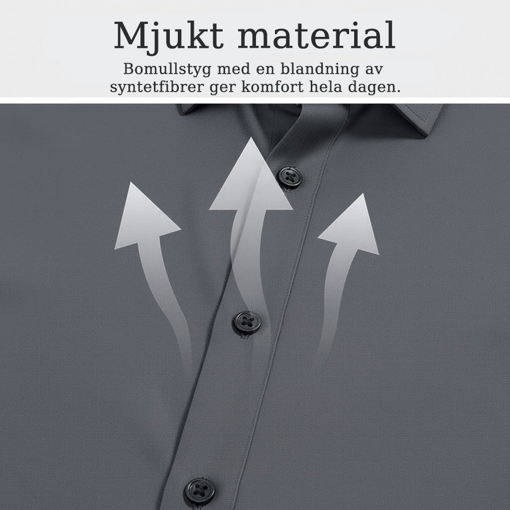 Enfärgad herrskjorta med lång ärm