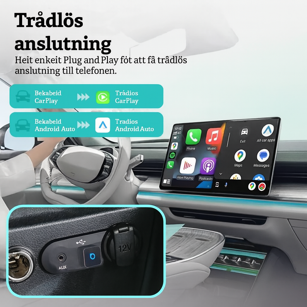 Ultra Cube – Trådlös adapter för CarPlay och Android Auto