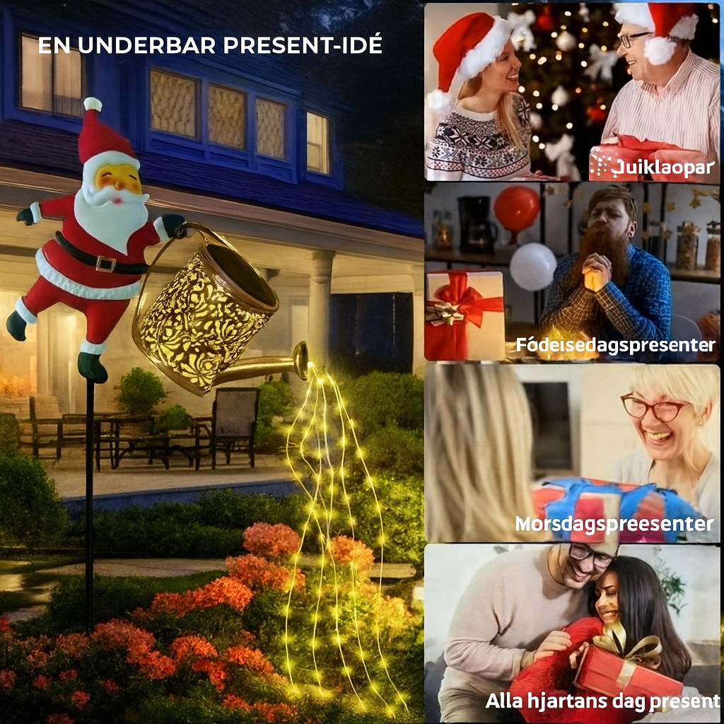 Solcells-vattenkanna lykta med jultomte design