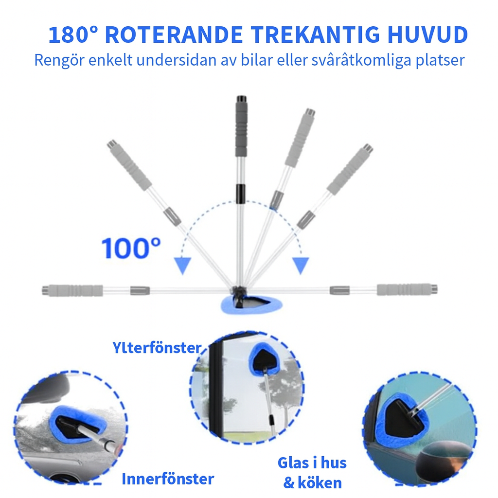 Bilrengörare för rutor – utdragbar & 180° roterbar