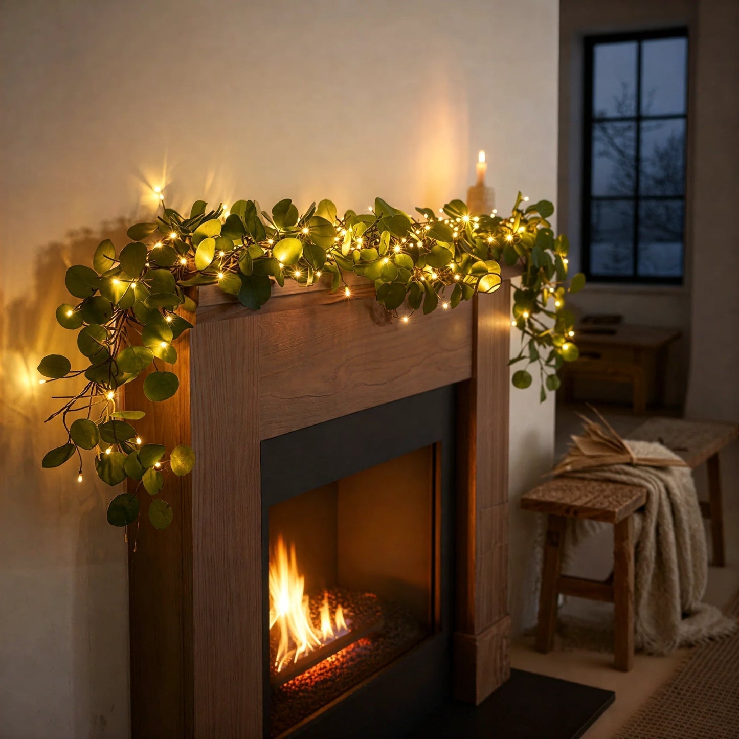 Stämningsfull olivkvist-ljusslinga (trådlös)