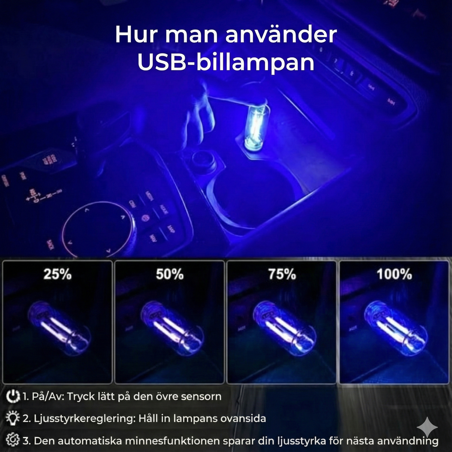 USB LED-lampa för bil