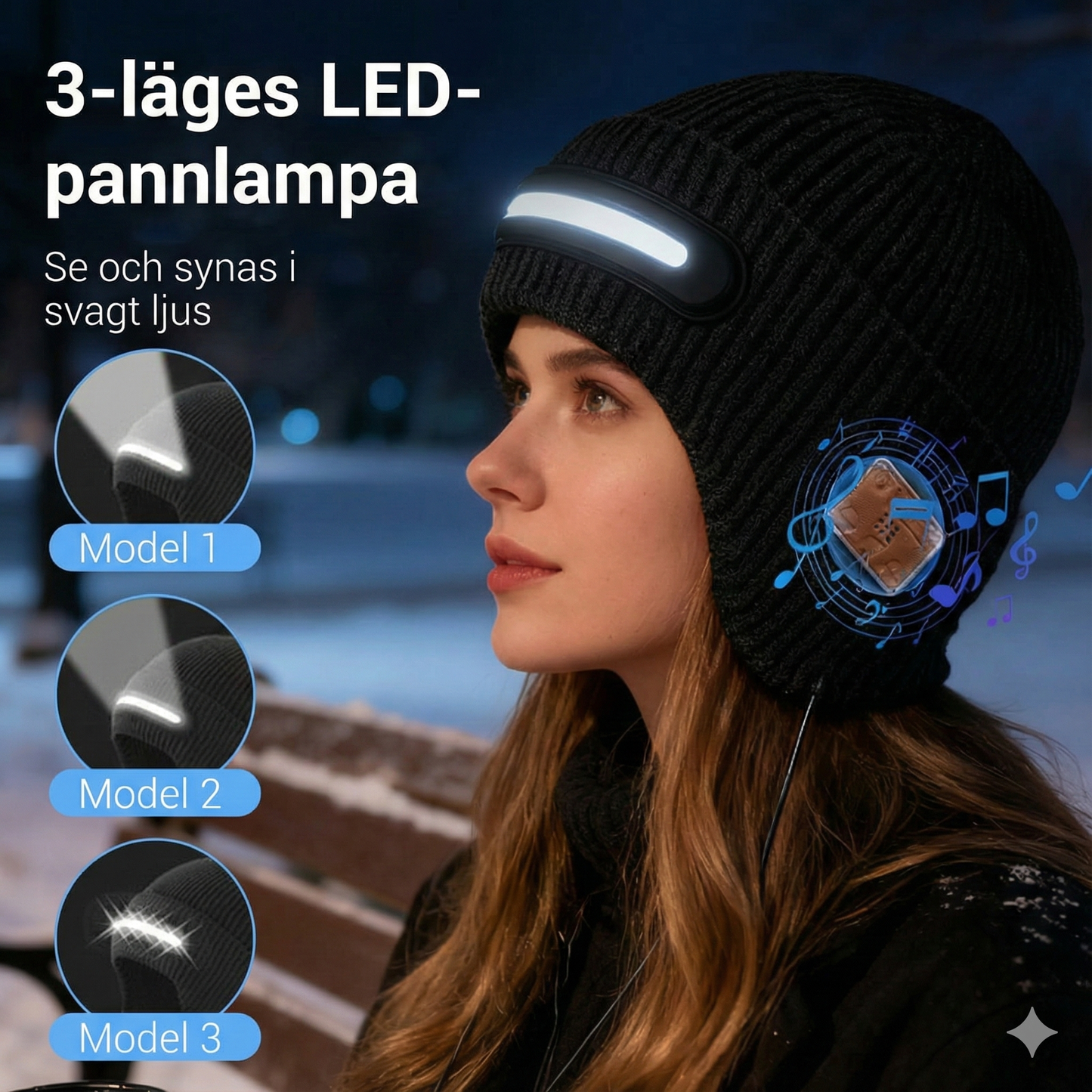 Smart mössa – med Bluetooth och LED-belysning