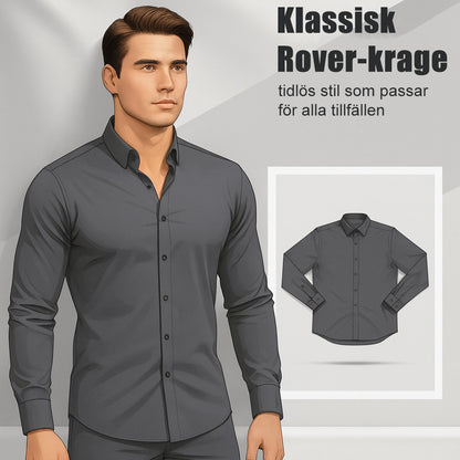 Enfärgad herrskjorta med lång ärm