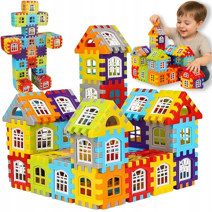 Blocksy Town™ – Bygg din egen magnetiska småstad (320 byggklossar)