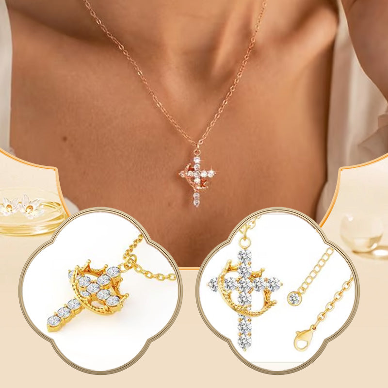 Halsband ‘Forever Cross & Crown’ med moissanite