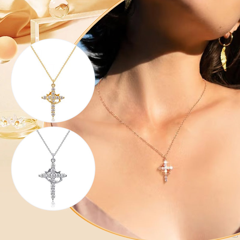 Halsband ‘Forever Cross & Crown’ med moissanite