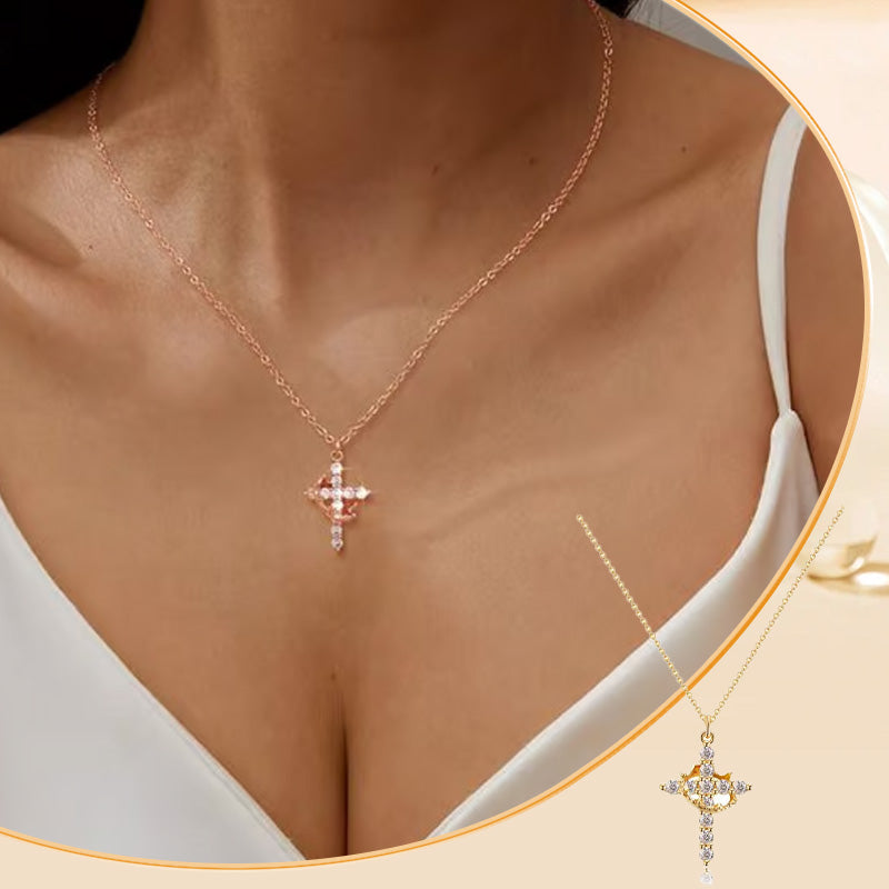 Halsband ‘Forever Cross & Crown’ med moissanite