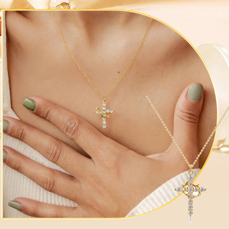Halsband ‘Forever Cross & Crown’ med moissanite
