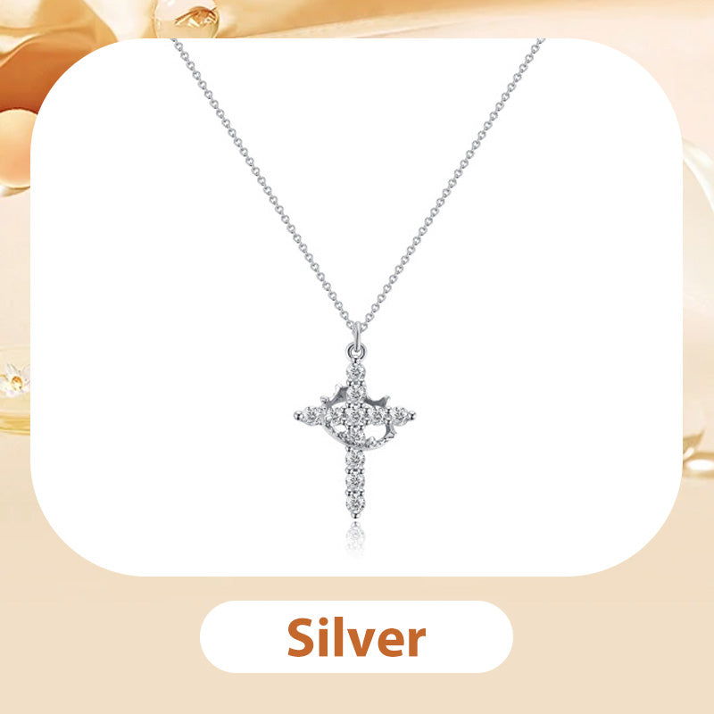 Halsband ‘Forever Cross & Crown’ med moissanite
