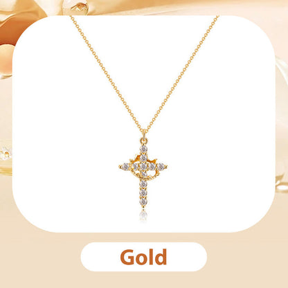 Halsband ‘Forever Cross & Crown’ med moissanite