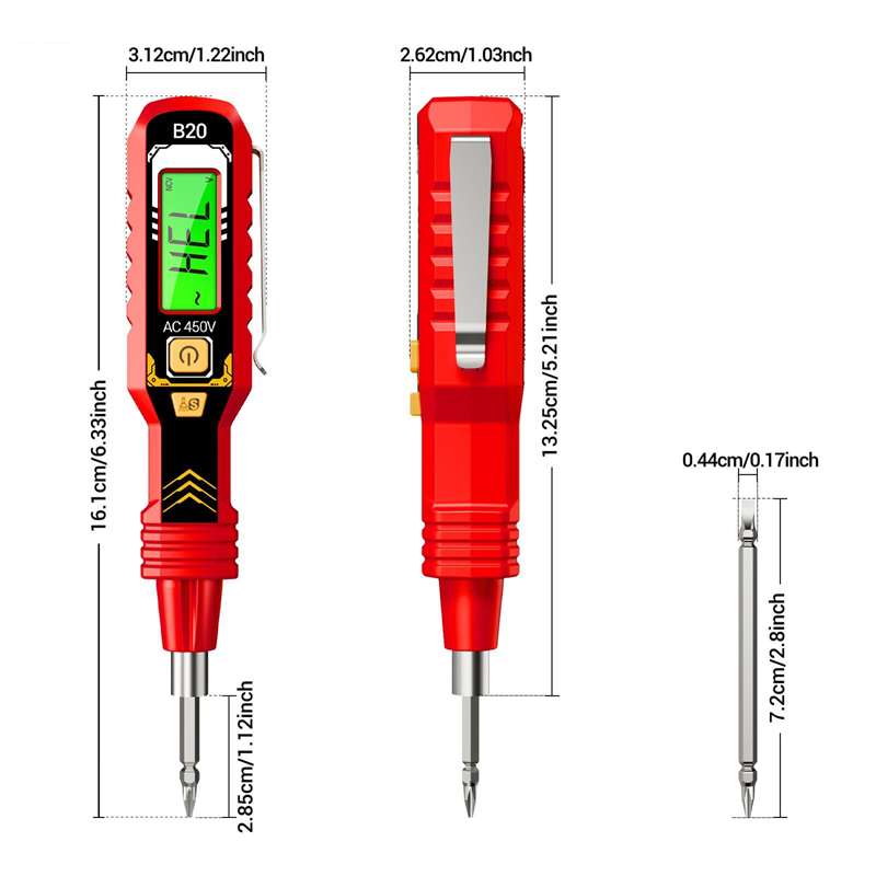 Digitalt icke-kontakt spänningstestare (LCD-skärm)