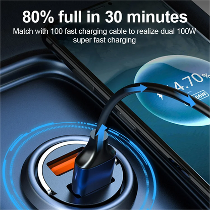 Bil­laddare med snabbladdningsfunktion för USB-C och USB-A