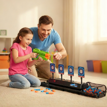 Interaktivt skjutspel med rörliga mål och automatisk återställning