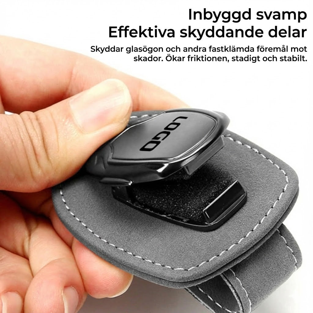 Glasögonhållare för bilens solskydd (med logotyp)