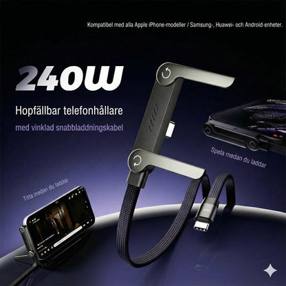2-i-1 Type-C-laddkabel med dold ställfunktion – 240W super snabbladdning