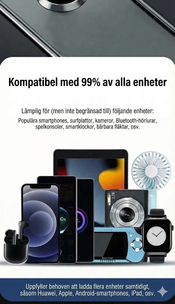 5-i-1 billaddare för fram- och baksäte – med förlängningskabel