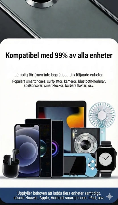 5-i-1 billaddare för fram- och baksäte – med förlängningskabel