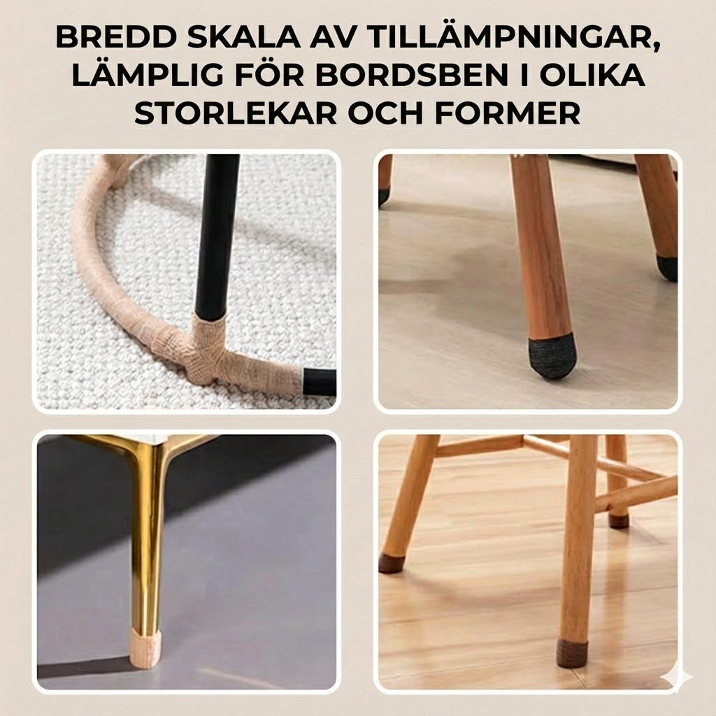 Tysta möbelglidare i filt för bordsben