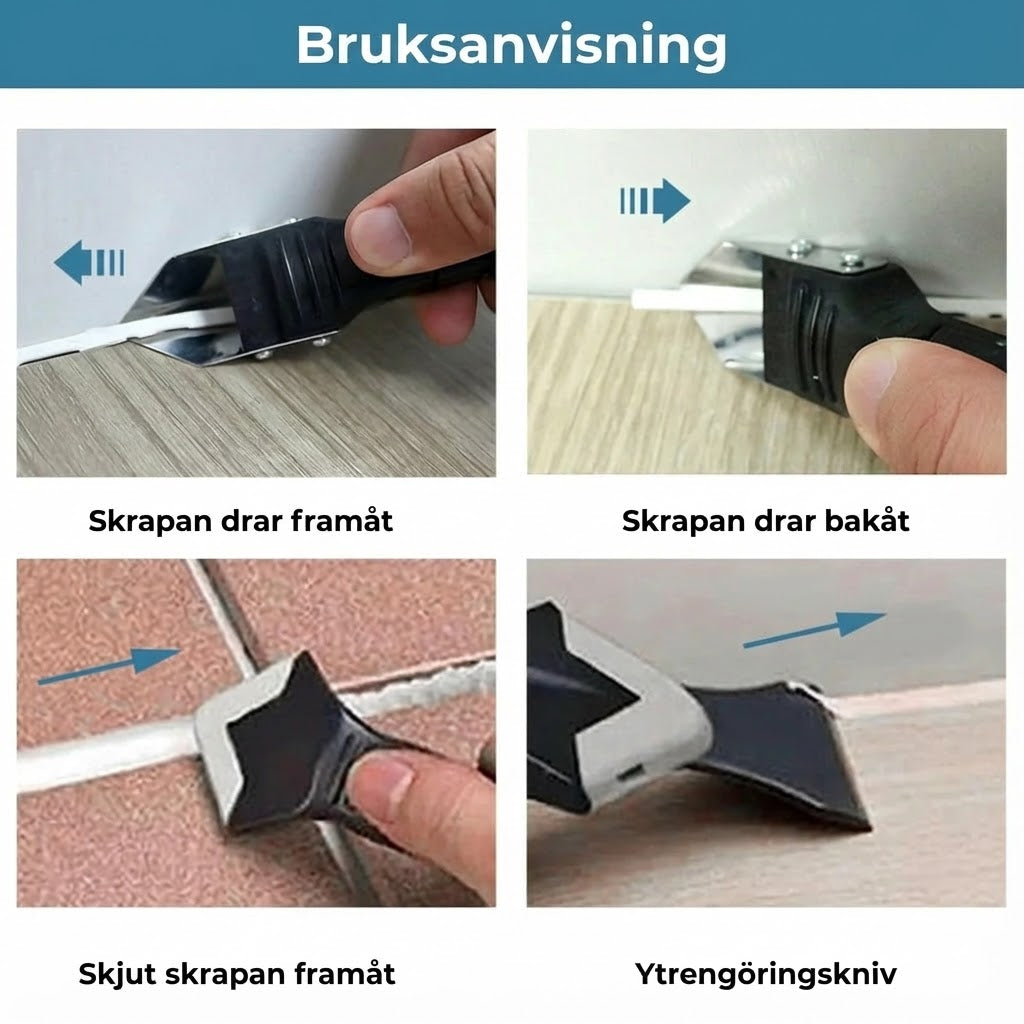 3-i-1 verktyg för fogning – silikonborttagare och skrapa