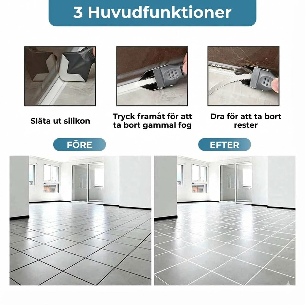 3-i-1 verktyg för fogning – silikonborttagare och skrapa