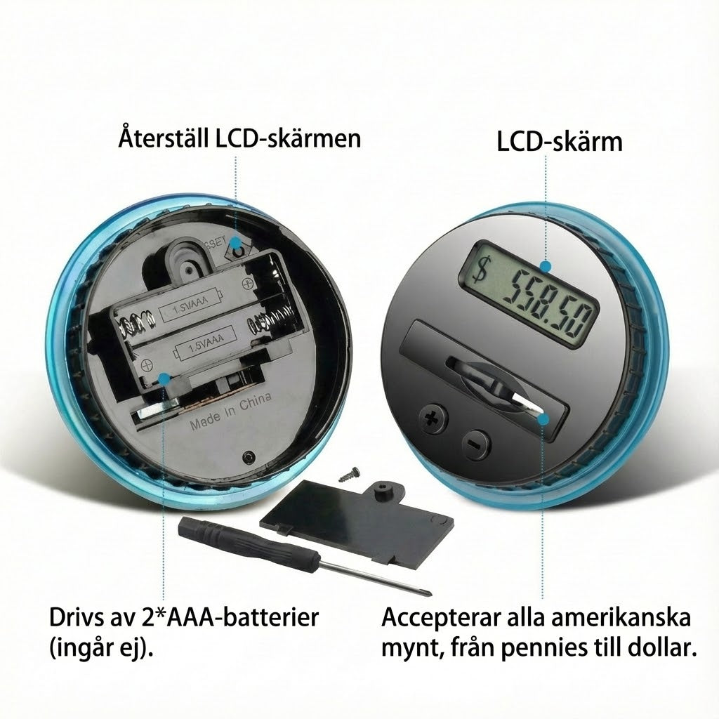 Elektronisk sparbössa med automatisk räknare