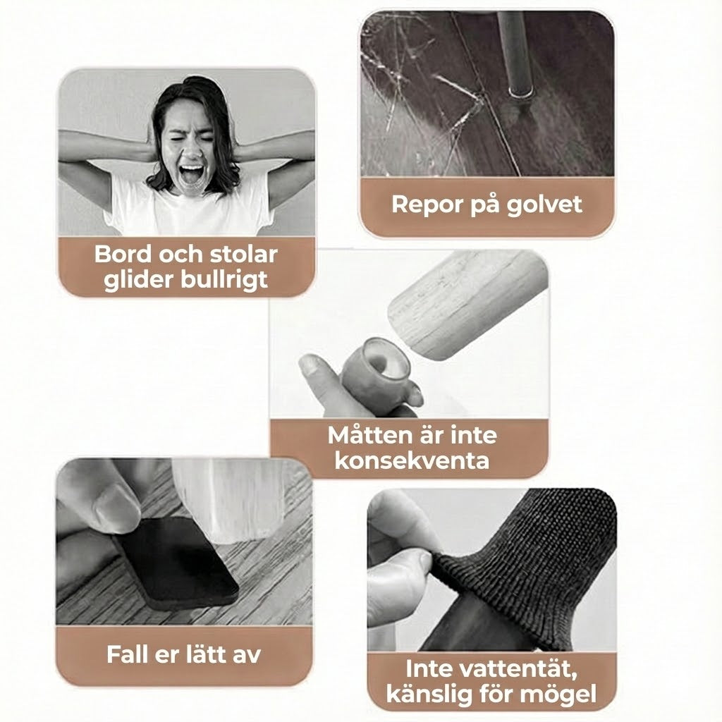 Tysta möbelglidare i filt för bordsben