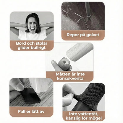 Tysta möbelglidare i filt för bordsben