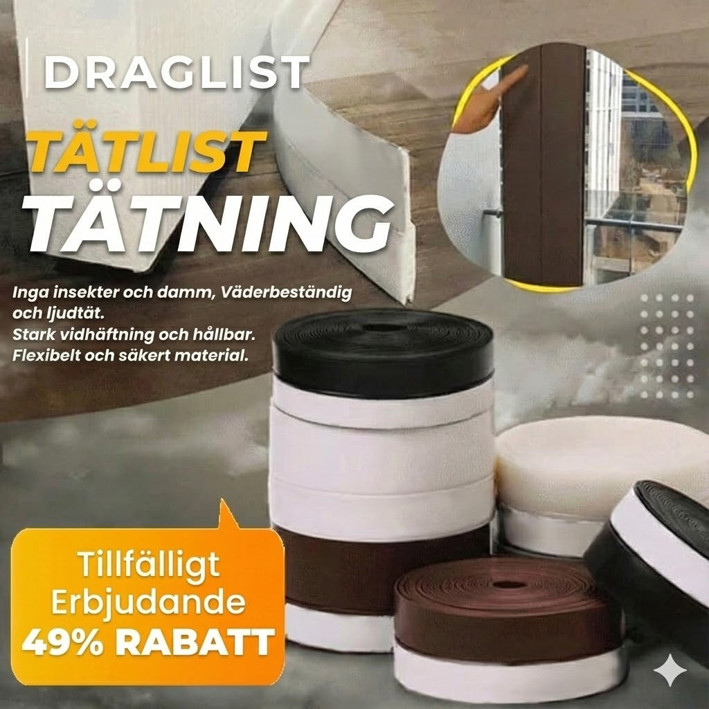 5 m dörrtätningslist – vindtät, dammtät och ljudisolerande