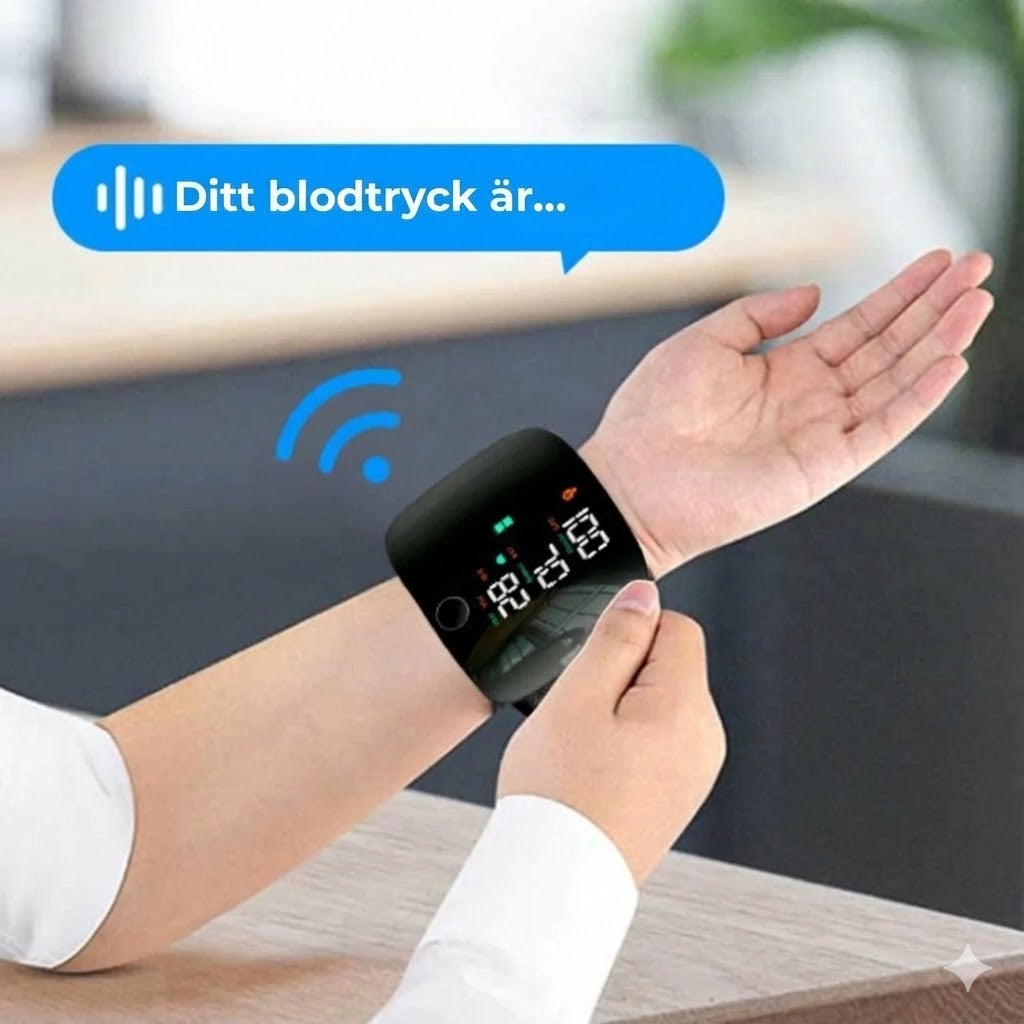 Digital handledsblodtrycksmätare – stor LED-display och minnesfunktion