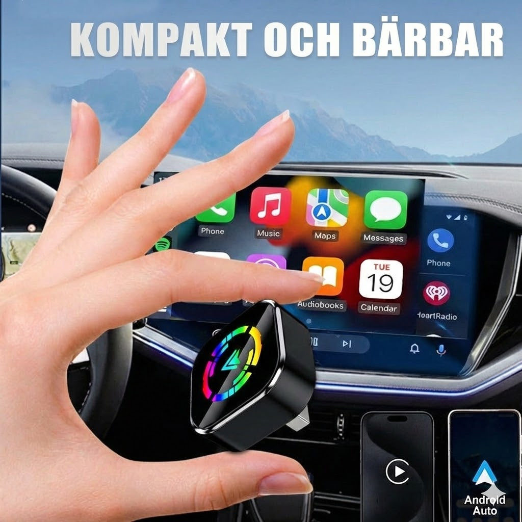 Trådlös 2-i-1-adapter för iPhone och Android Auto