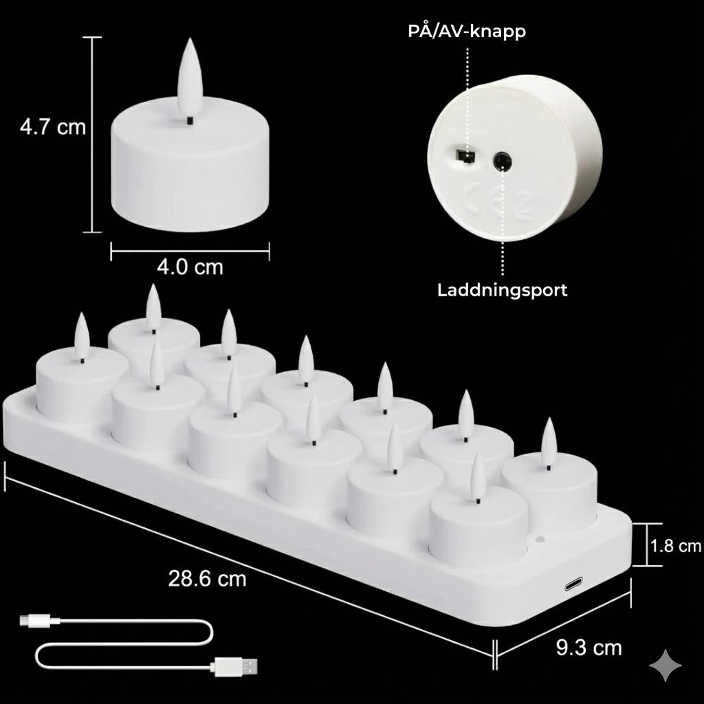 Uppladdningsbara LED-ljus med fjärrkontroll