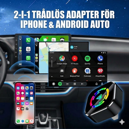 Trådlös 2-i-1-adapter för iPhone och Android Auto